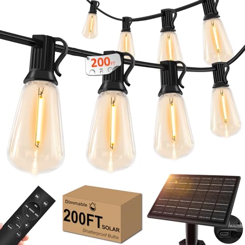 200ft Solar Outdoor String Lights with Remote (200 Foot)