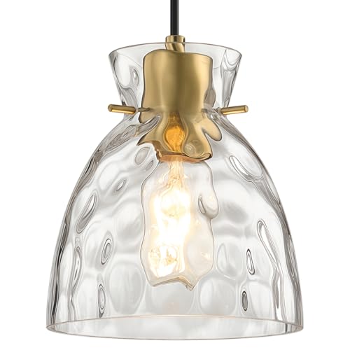 5.9" Mini Black Gold Hammered Glass Pendant Lights Kitchen Island Lighting