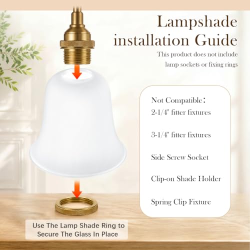 2 Pcs White Frosted Bell Shaped Glass Lamp Shade Replacement (2 Count)
