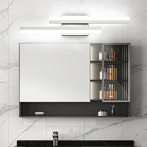 24 Inch LED Vanity Light Brushed Nickel Bathroom Light Fixtures Over Mirror Modern Bath Wall Lighting Bar 3CCT