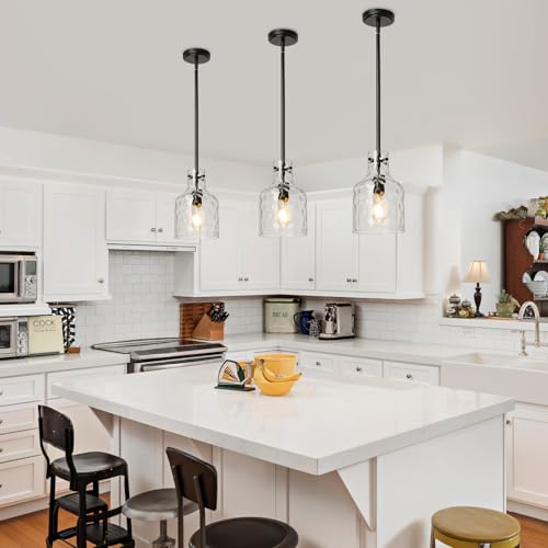 Industrial Glass Pendant Lights for Kitchen Island