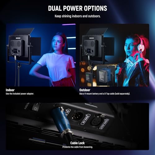 2 Pack PL60C RGB LED Panel Video Light Kit with 6.6ft (2 Count)