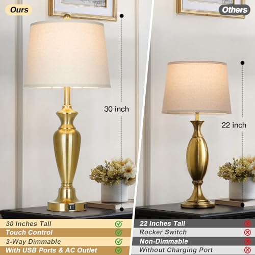 30" Tall Gold Table Lamps Set of 2 for Living Room (2 Count)