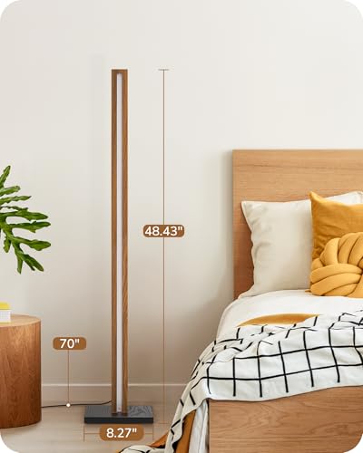 48.43" Wooden LED Corner Floor Lamp with Remote