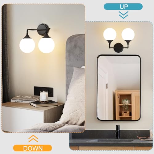Black Bathroom Light Fixtures Over Mirror Vanity 2 (2 Count)