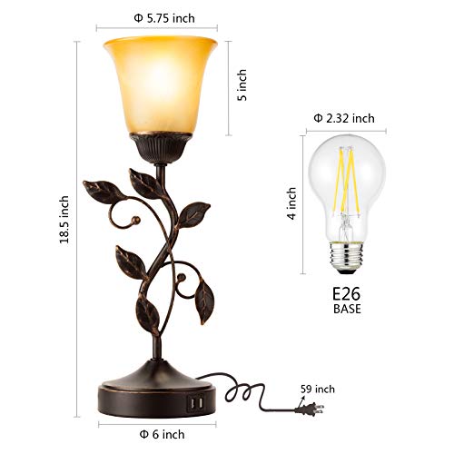 Touch Control Leaf Vintage Table Lamp with 3