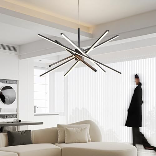 Black 33 inches Modern Sputnik Chandelier 90W LED Chandeliers