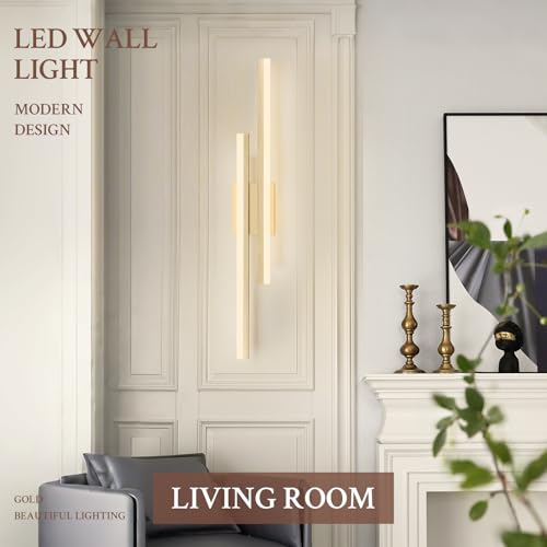 LED Wall Sconce Gold Modern Remote Wall Light Fixtures for Living Room