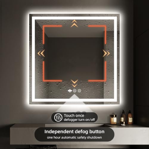 36" x 36" LED Lighted Bathroom Mirror with Lights