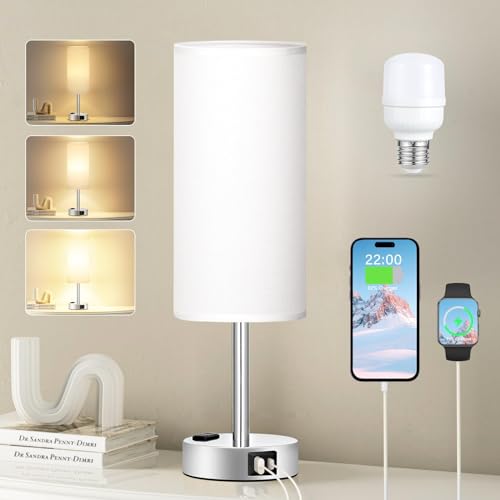 White Bedside Lamp for Bedroom