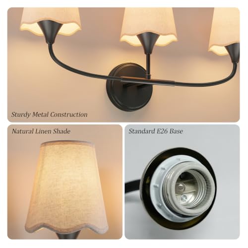 Black Bathroom Light Fixtures Over Mirror (Black / 3 Light)