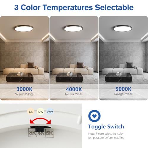 12 Inch Hardwired Dimmable LED Flush Mount Ceiling Light Fixtures