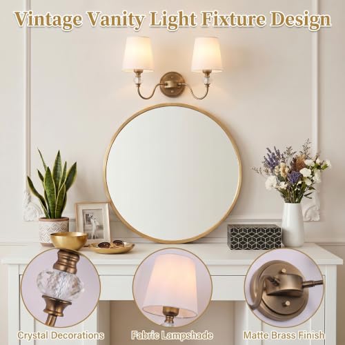 2 Light Vintage Bathroom Vanity Light Fixtures Over Mirror