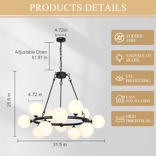 Sputnik Chandeliers Modern Wagon Wheel Light Fixture for Dining Room 32''
