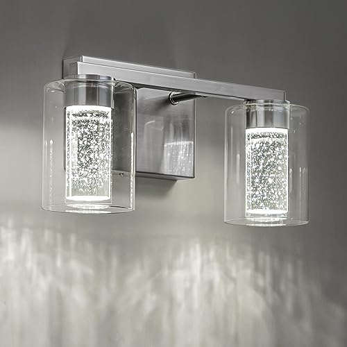 2 Light Brushed Nickel Vanity Light with 3 Color Modes