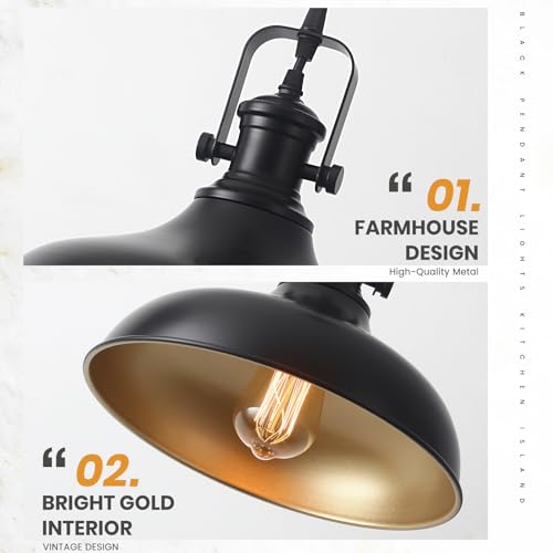 Black Farmhouse Pendant Lights Kitchen Island