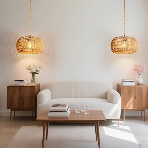 Hanging Light Lamp Shades Boho Rattan Lamp Shades
