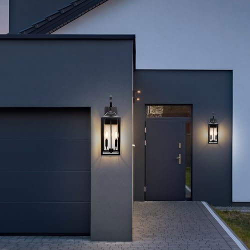 19" Large Black Outdoor Wall Lights (2 Count)