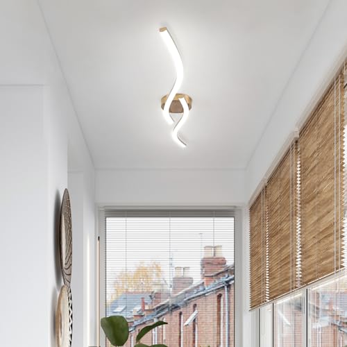 28W Linear Ceiling Light Gold Modern LED Ceiling Light Fixture 6000K Aluminum 39.37Inch Long Ceiling Lamp for Hallway