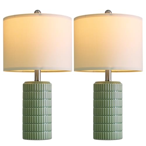 20.75" Small Modern Ceramic Table Lamps Set of 2 for Bedroom (2 Count)