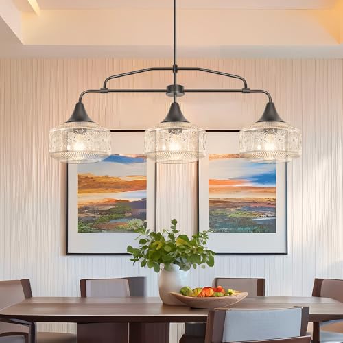 DSMJFU 3 Light Kitchen Island Light Black Dining Room Light Over Table