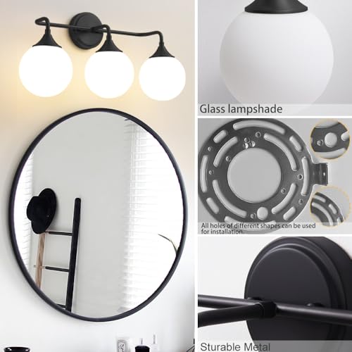 Black Bathroom Light Fixtures Over Mirror Vanity 3 (3 Count)