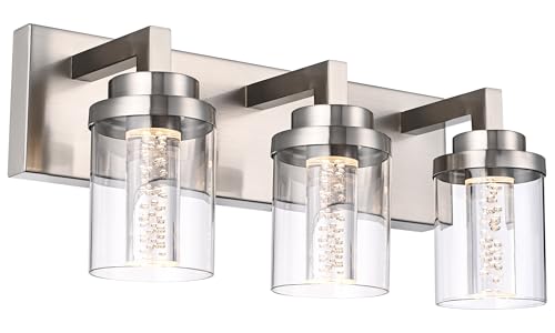 3 Light Modern LED Bathroom Vanity Light Bar Brushed Nickel