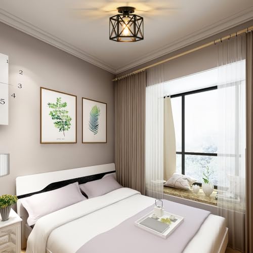Modern Farmhouse Black Semi Flush Mount Ceiling Light 9.5 Inch (Black / 9.5 Inch)