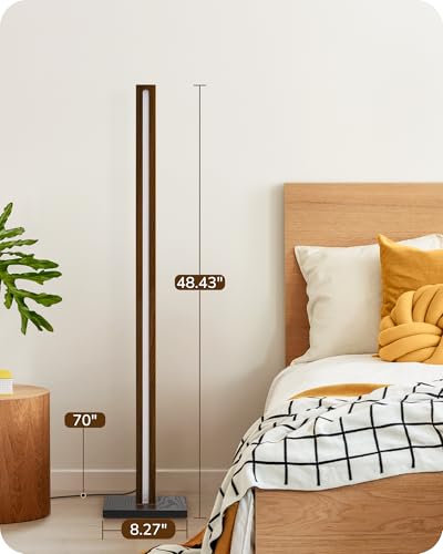 48.43" Wooden LED Corner Floor Lamp with Remote