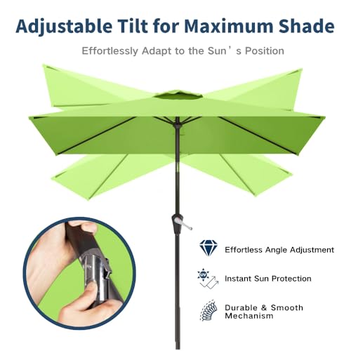6.5' x 10' Rectangular Patio Umbrella Large Outdoor Market Umbrella w