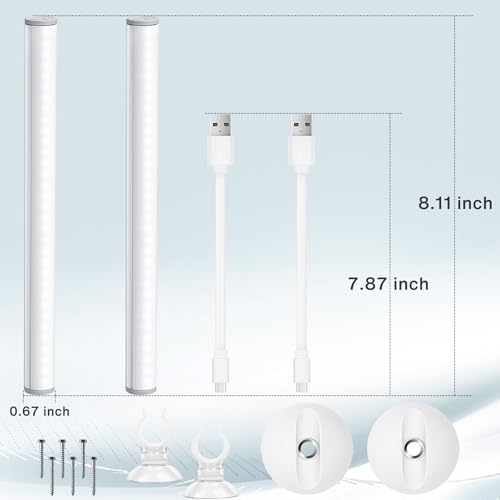 LED Mirror Lights Portable Rechargeable Vanity Light 3 Brightness Touch Control Makeup Light for Bathroom Dressing Room 2 Packs