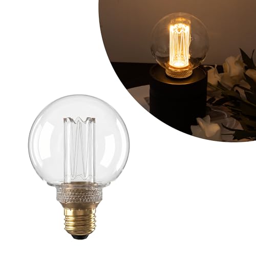 Dimmable Edison Bulb E26 Vintage Round LED Light LowLumen Clear G80