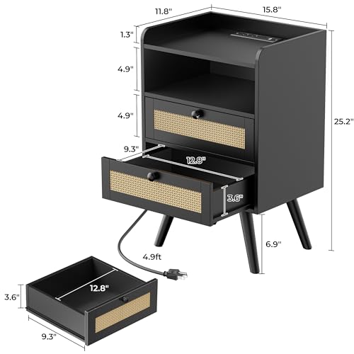 Night Stand with Charger Station (2 Count)