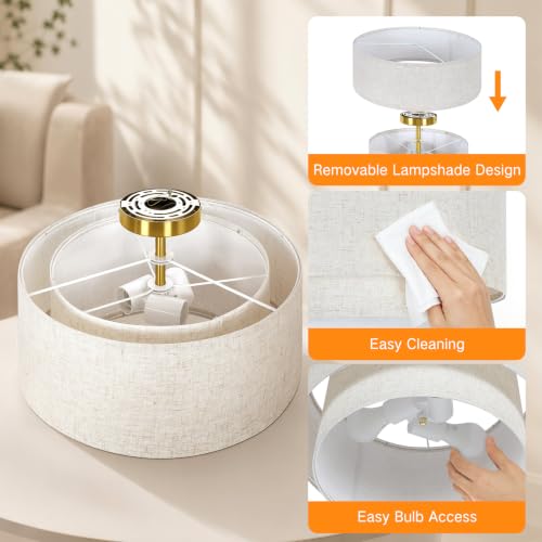 16" Semi Flush Mount Ceiling Light Double Drum Gold 3 (Gold)