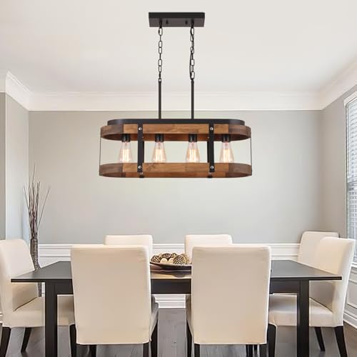 Rustic Farmhouse Wood Kitchen Island Lighting