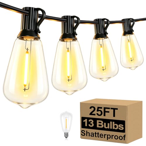 25FT Outdoor String Lights 13 Bulbs
