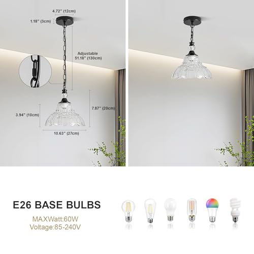 1 Piece Chandelier in Matte Black Finish with Flower (1-Light / Black and Chain Style)