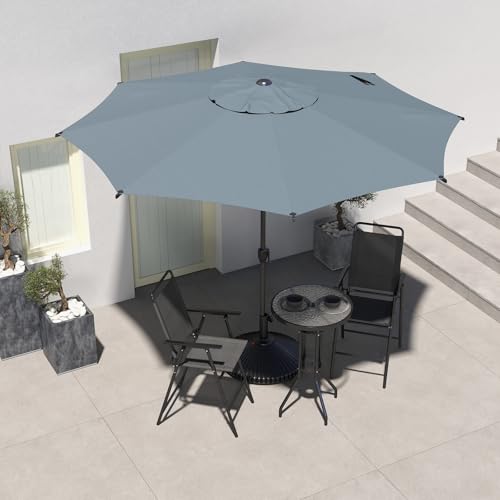 9FT Lyon Outdoor Patio Umbrella Outdoor Table Umbrella with Push Button Tilt and Crank Market Umbrella 8 Sturdy Ribs UV Protection Waterproof for Garden Deck Backyard Pool Grey
