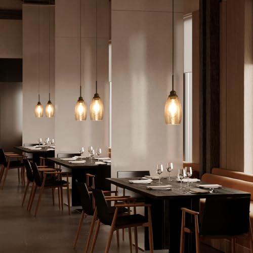 3 Lights Industrial Pendant Light with Glass Shade Matte Black Pendant Lighting Adjustable Industrial Retro Style Hanging Light