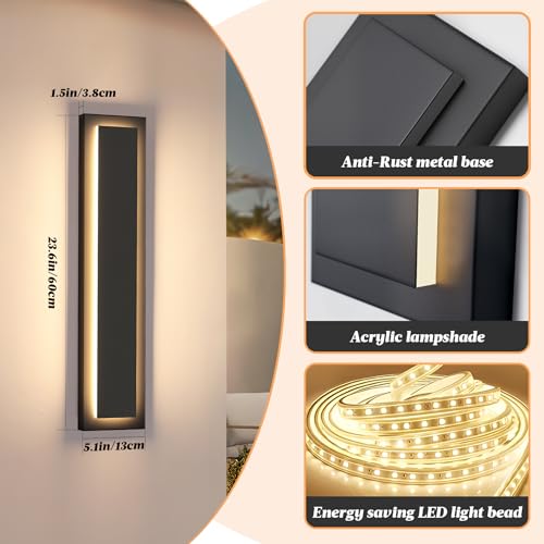 24 in Black Outdoor Wall Light (4 Count)