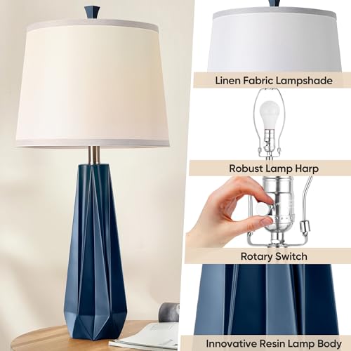 27'' Navy Blue Resin Table Lamps (2 Count)
