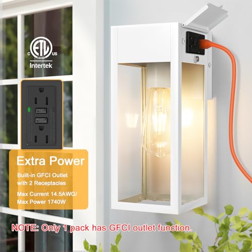 Porch Lights with GFCI Outlet (2 Count)