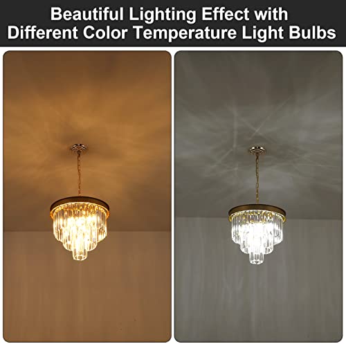 Gold Crystal Chandeliers 16” Modern Pendant Light Fixture for Dining Room