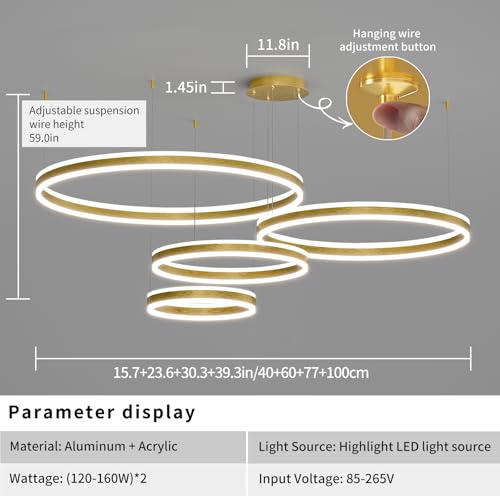 4 Ring Modern Ceiling Chandelier Light