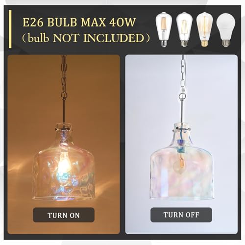 Colorful Hammered Glass Pendant Light