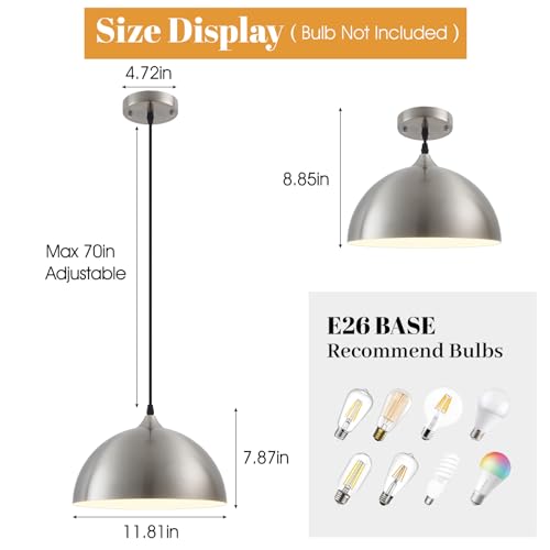 Brushed Nickel Pendant Light Kitchen Island 3 Pack (3 Count)