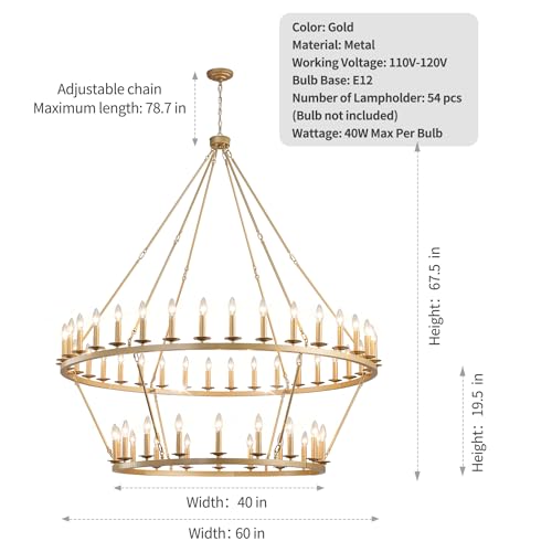 Gold Wagon Wheel Chandelier 2 Tier 60