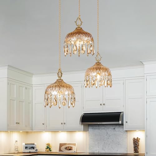 3 Light Glass Pendant Light Crystal Hanging Light Fixtures