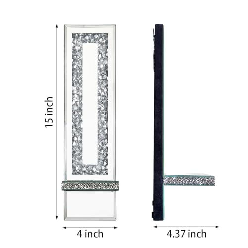 Mirrored Candle Sconces with Acrylic Diamond (2 Count)
