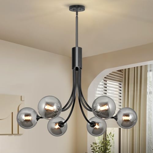 Mid Century Modern Chandelier 6 Light Sputnik Dining Room Light Fixture